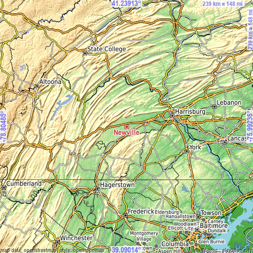 Topographic map of Newville