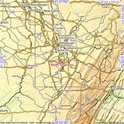 Topographic map of North Charleroi