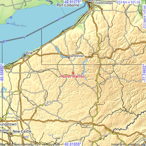 Topographic map of North Warren