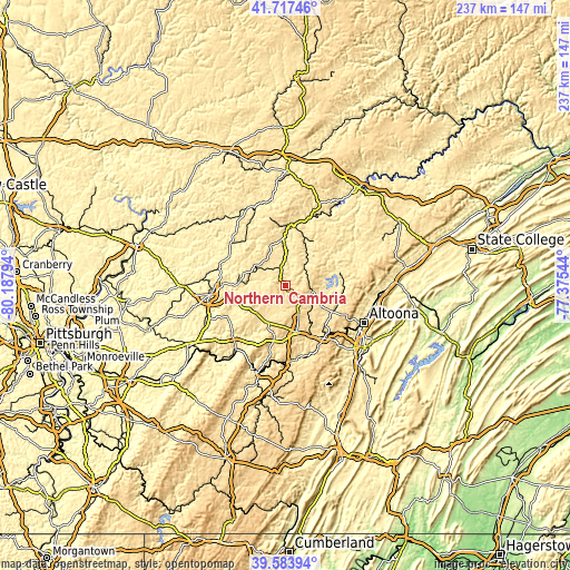 Topographic map of Northern Cambria