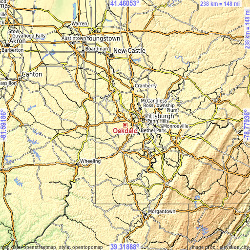 Topographic map of Oakdale