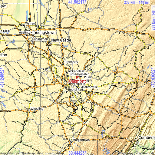 Topographic map of Oakmont