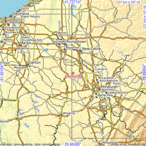 Topographic map of Ohioville