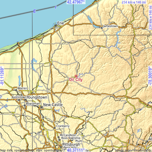 Topographic map of Oil City