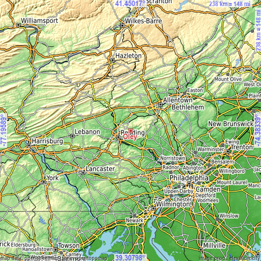 Topographic map of Oley