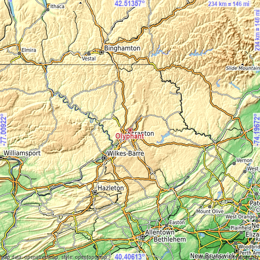 Topographic map of Olyphant