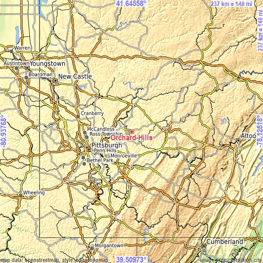 Topographic map of Orchard Hills