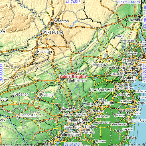 Topographic map of Palmer Heights