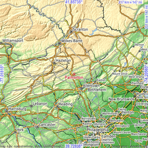 Topographic map of Palmerton