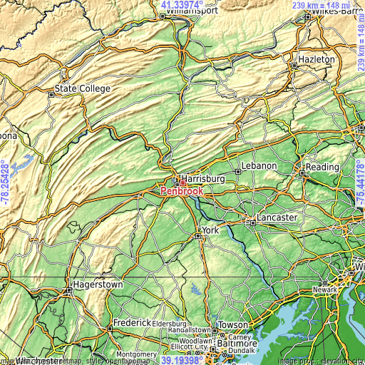 Topographic map of Penbrook