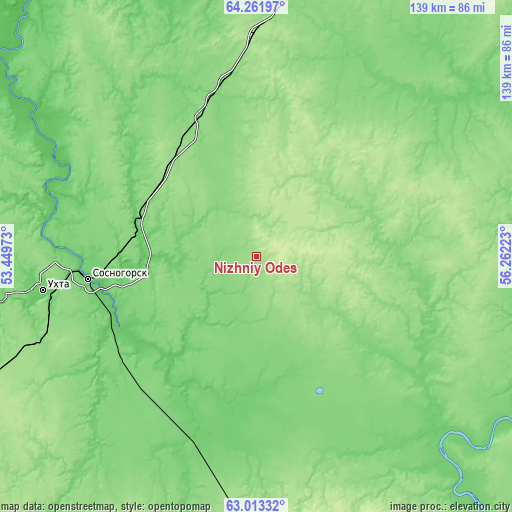 Topographic map of Nizhniy Odes