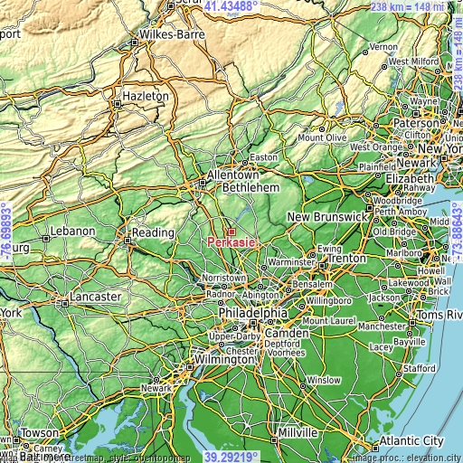 Topographic map of Perkasie