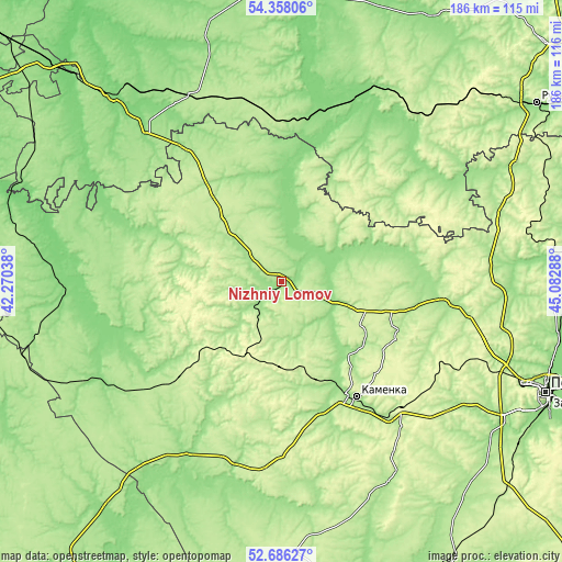 Topographic map of Nizhniy Lomov