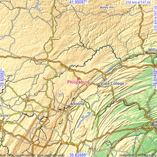 Topographic map of Philipsburg