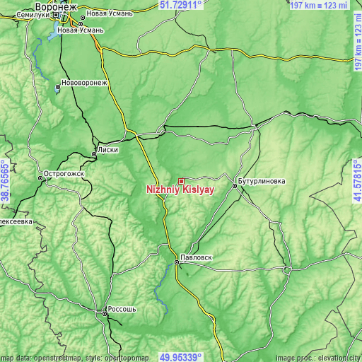 Topographic map of Nizhniy Kislyay