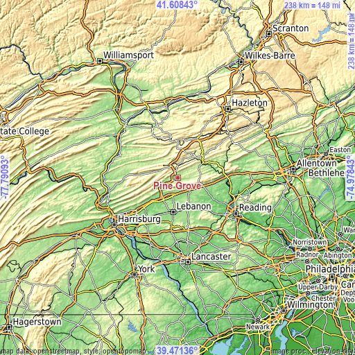 Topographic map of Pine Grove