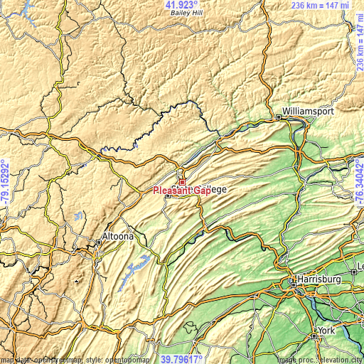 Topographic map of Pleasant Gap