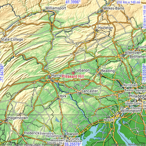 Topographic map of Pleasant Hill