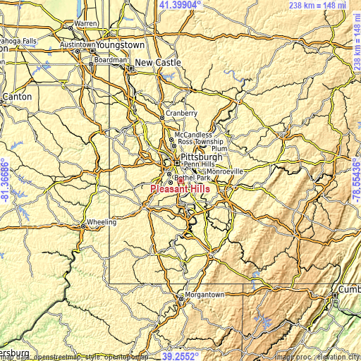 Topographic map of Pleasant Hills