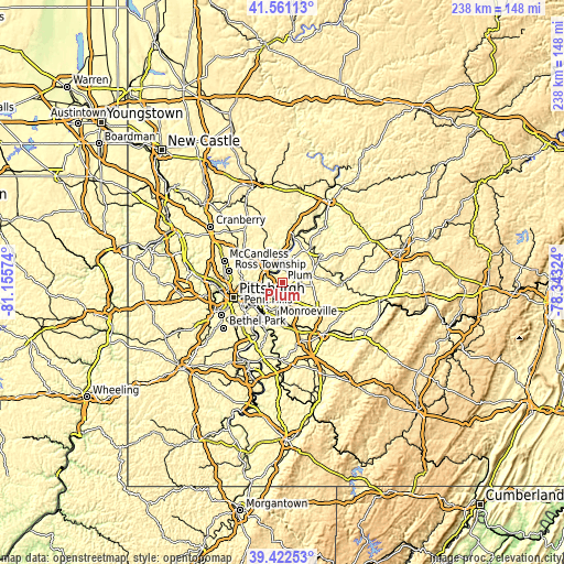 Topographic map of Plum