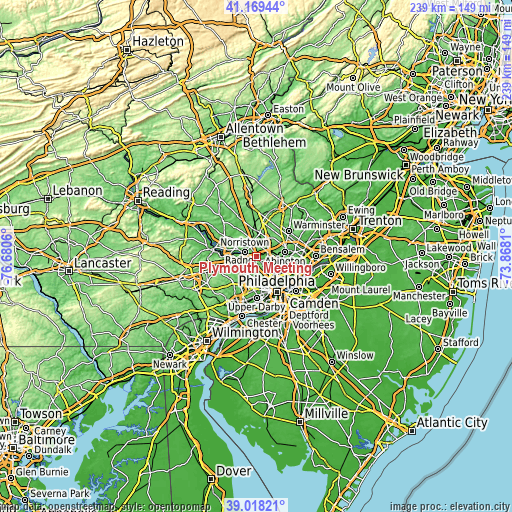 Topographic map of Plymouth Meeting