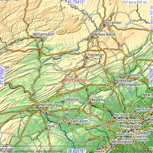 Topographic map of Port Carbon