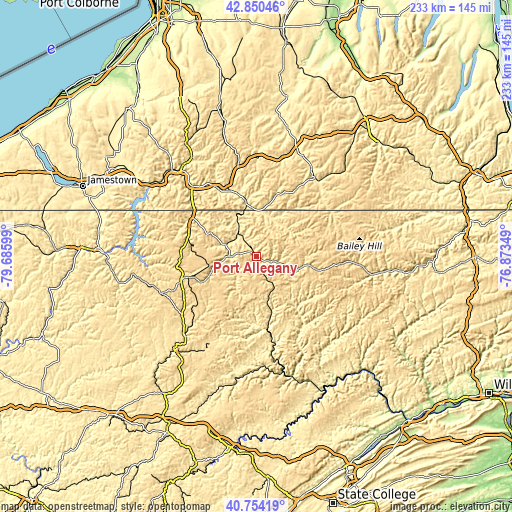 Topographic map of Port Allegany