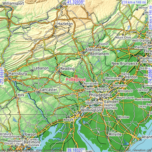 Topographic map of Pottsgrove