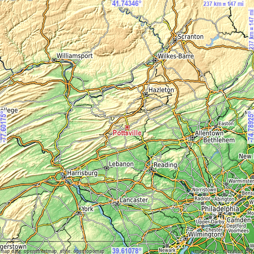 Topographic map of Pottsville