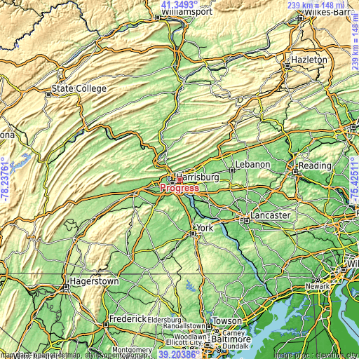 Topographic map of Progress