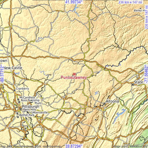 Topographic map of Punxsutawney