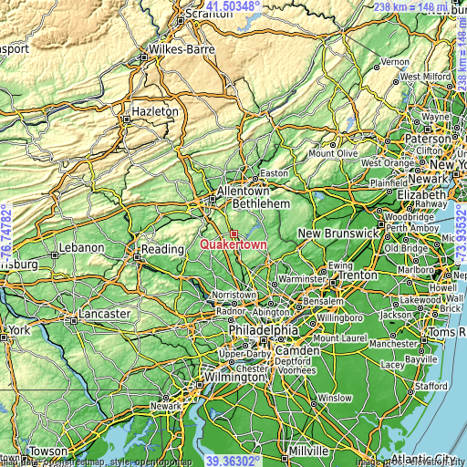 Topographic map of Quakertown