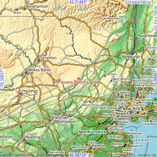 Topographic map of Pocono Ranch Lands