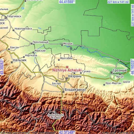 Topographic map of Nizhniye Achaluki