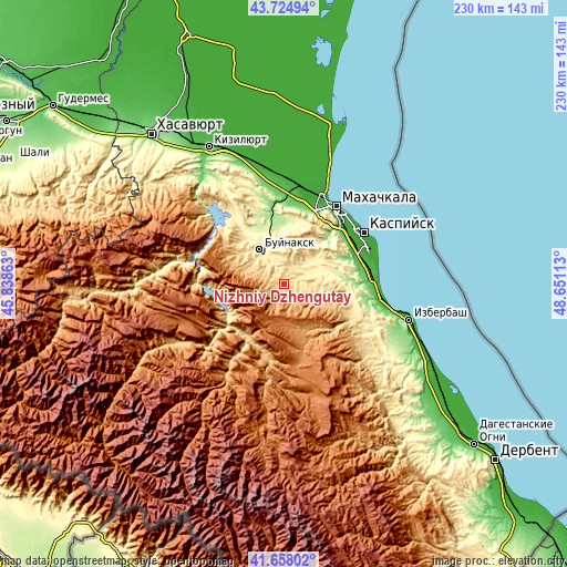 Topographic map of Nizhniy Dzhengutay