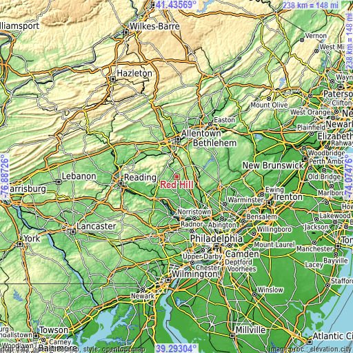 Topographic map of Red Hill