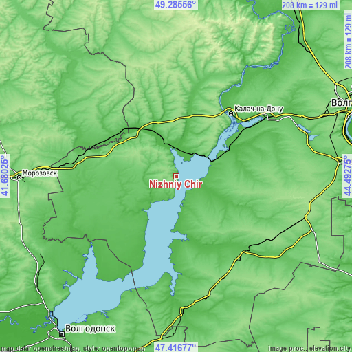 Topographic map of Nizhniy Chir