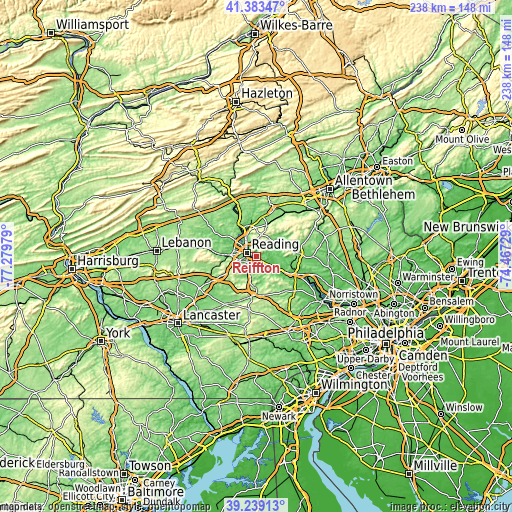 Topographic map of Reiffton