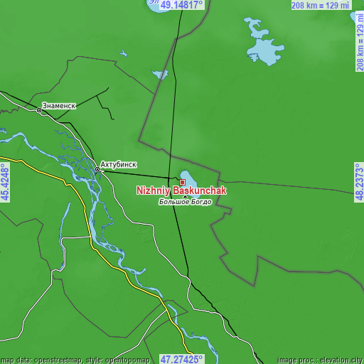 Topographic map of Nizhniy Baskunchak