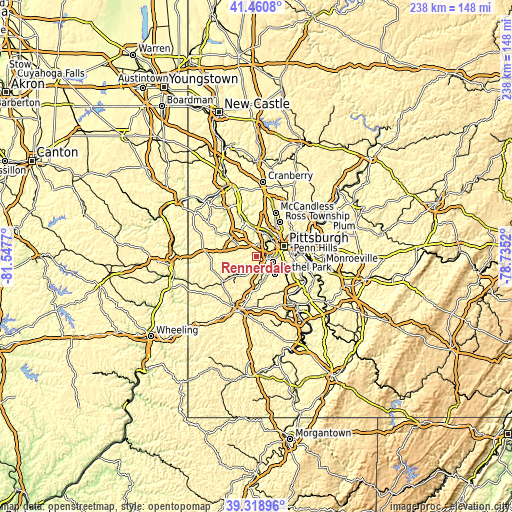 Topographic map of Rennerdale