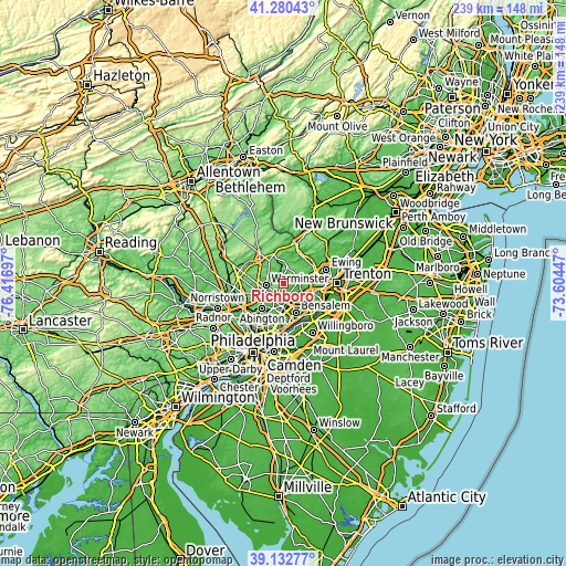 Topographic map of Richboro