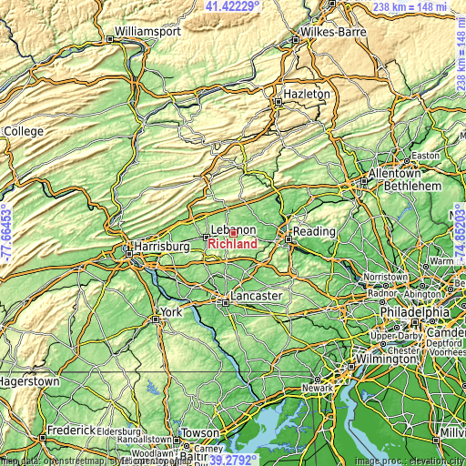 Topographic map of Richland