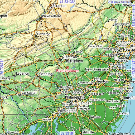 Topographic map of Richlandtown