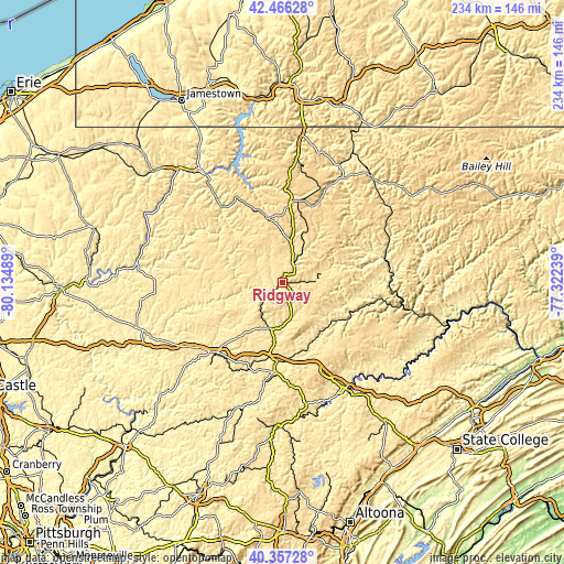 Topographic map of Ridgway