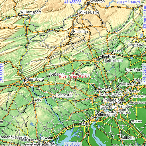 Topographic map of River View Park