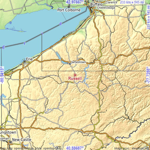 Topographic map of Russell