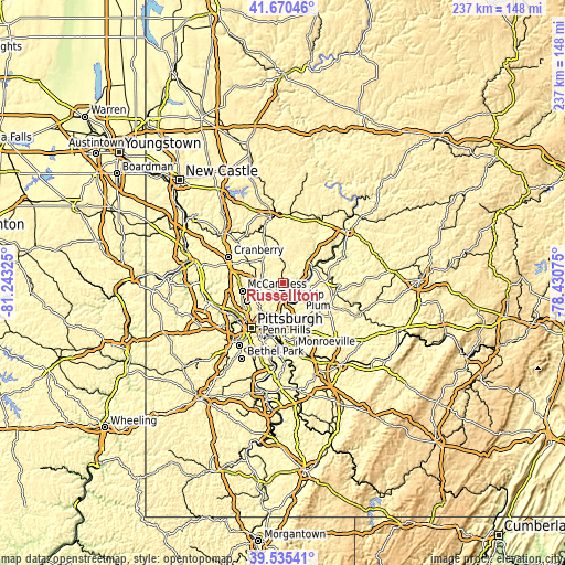 Topographic map of Russellton