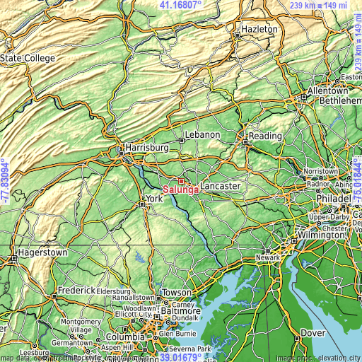 Topographic map of Salunga