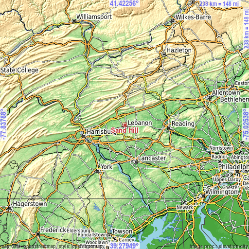 Topographic map of Sand Hill