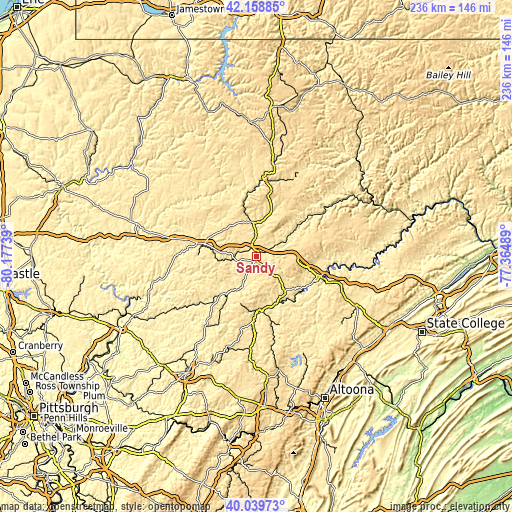 Topographic map of Sandy